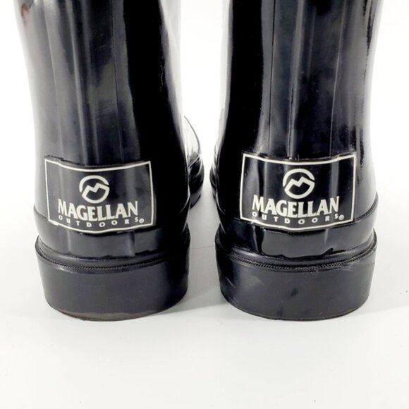 Magellan Outdoor Women's 7 Black Pull-on Side Buckle Rubber Rain/Water Boots - Picture 3 of 10